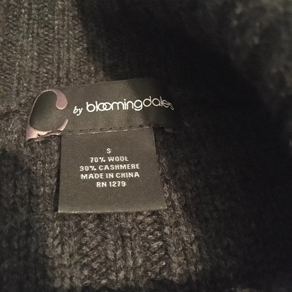 C By Bloomingdales Women Wool/Cashmere Cable-Knit Turtleneck Dark Gray Sweater S - Picture 10 of 10